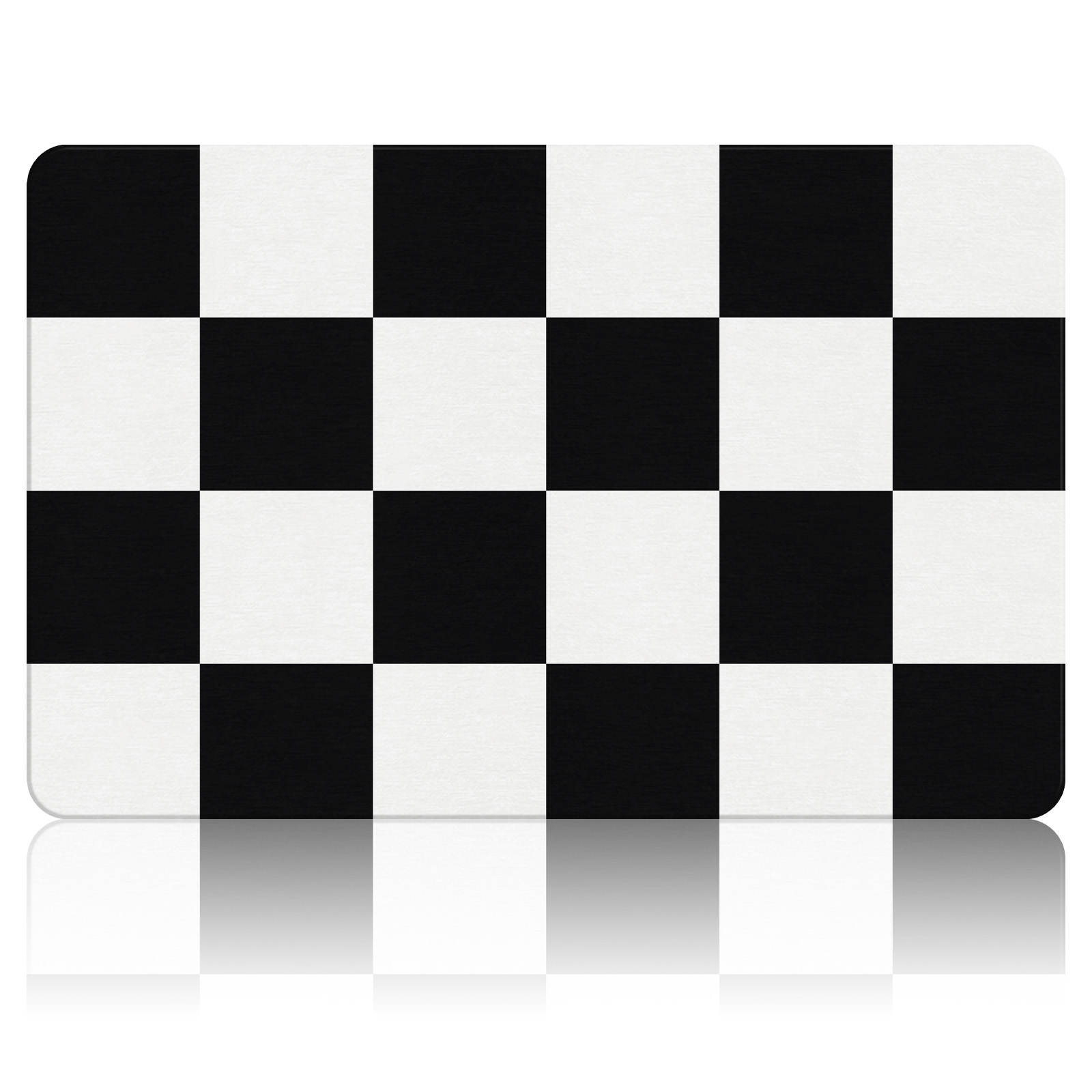 Grid Pattern Stone Bath Mat 60×39cm Black & White - thmins-stone-bath-mat-60x39-black-white-checker-01